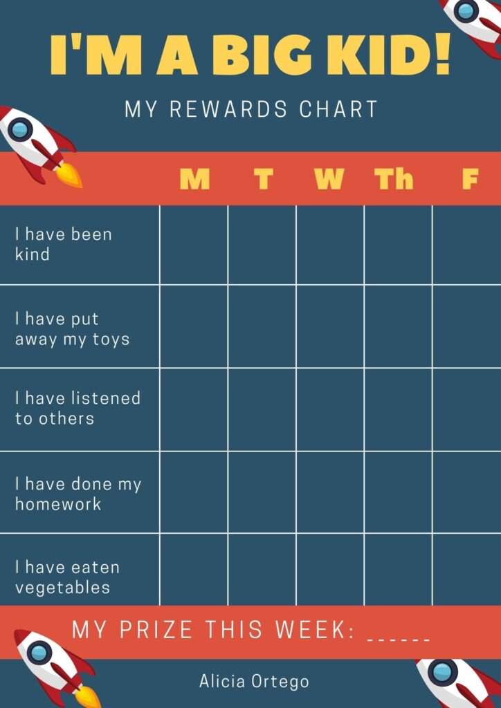 Big Kid Rewards Chart